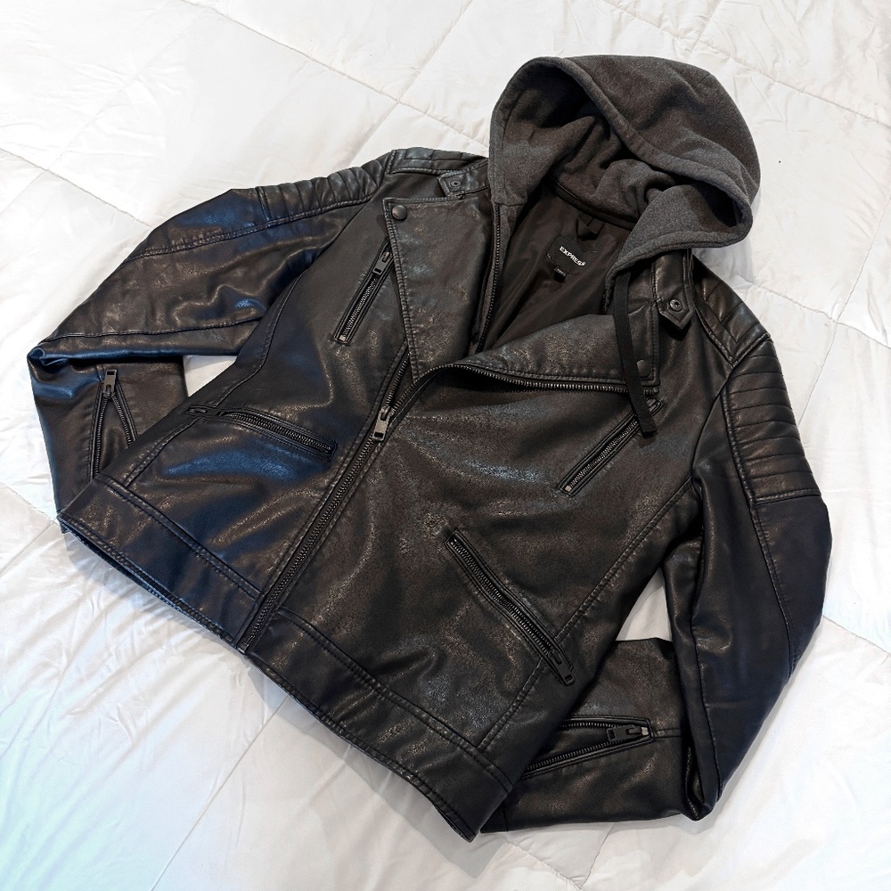 EXPRESS Asymmetrical Biker Jacket (Small | Black)